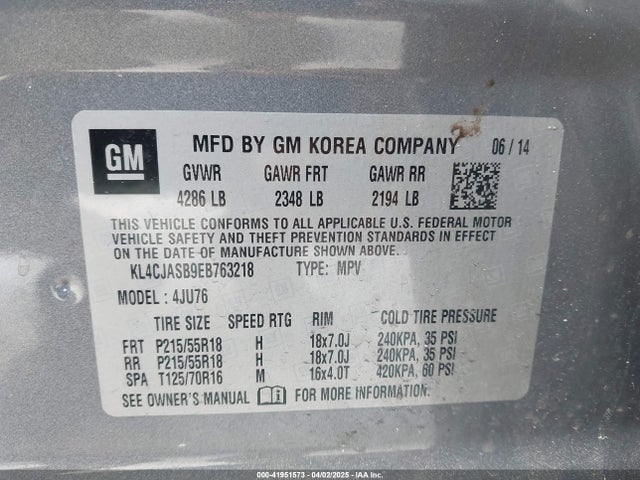 KL4CJASB9EB763218 Buick Encore
