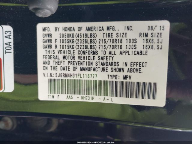 5J6RM4H31FL116777 Honda CR-V LX