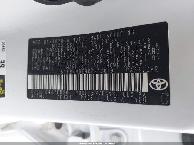 Toyota COROLLA LE 2024 5YFB4MDE9RP212019 Image 9