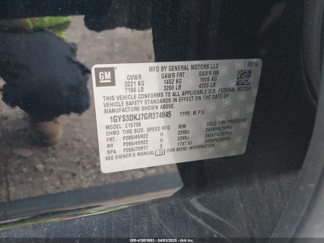 1GYS3DKJ7GR374845 Cadillac Escalade Platinum