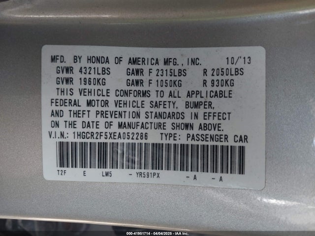 1HGCR2F5XEA052286 Honda Accord Sport