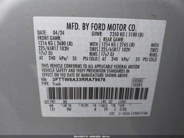 3FTTW8A33RRA79678 Ford Maverick Xl