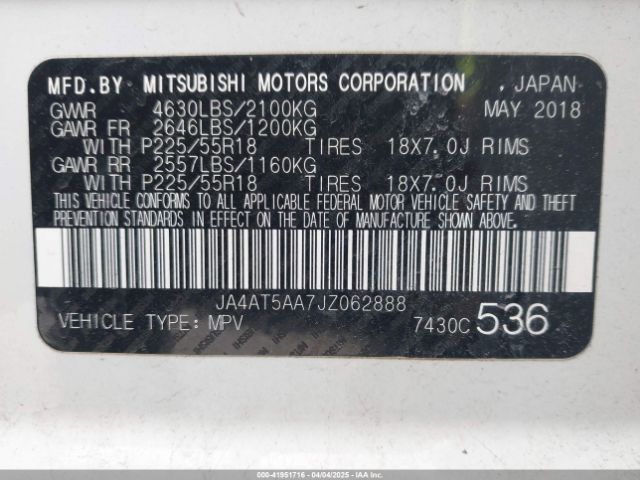JA4AT5AA7JZ062888 Mitsubishi Eclipse Cross Se