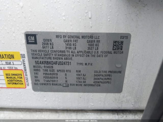 5GAKRBKD4FJ324731 Buick Enclave Leather