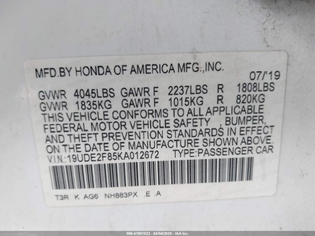 2019 ACURA ILX 19UDE2F85KA012672 Photo 8