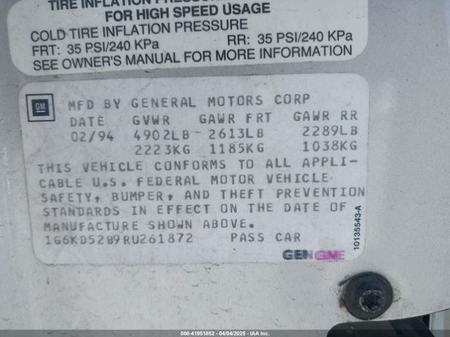 1994 CADILLAC DEVILLE 1G6KD52B9RU261872 Photo 8