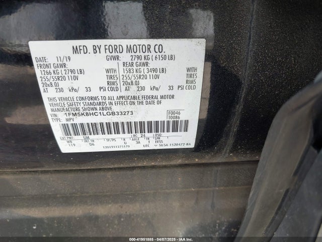 1FM5K8HC1LGB33273 Ford gtdi