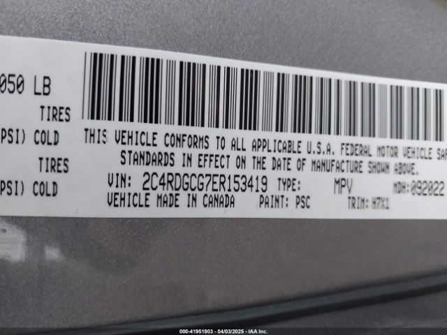 2C4RDGCG7ER153419 Dodge Grand Caravan Sxt