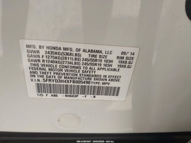2015 ACURA MDX 5FRYD3H4XFB005490 Photo 8