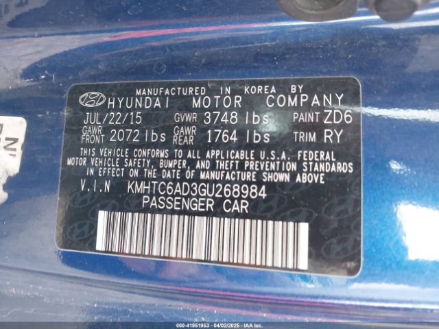 KMHTC6AD3GU268984 Hyundai Veloster