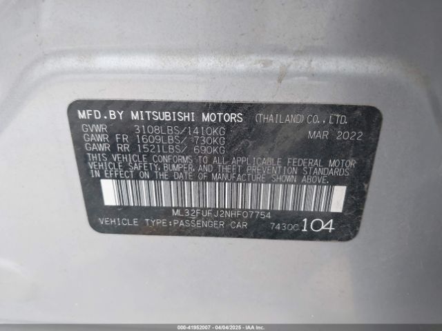 2022 MITSUBISHI MIRAGE G4 ML32FUFJ2NHF07754 Photo 8