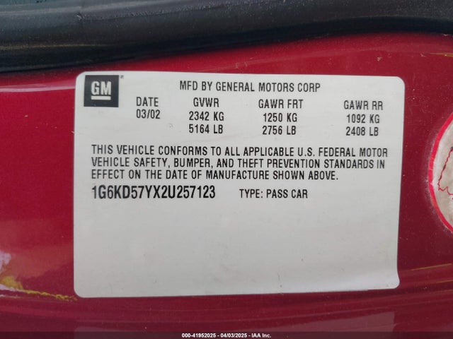 2002 CADILLAC DEVILLE 1G6KD57YX2U257123 Photo 8