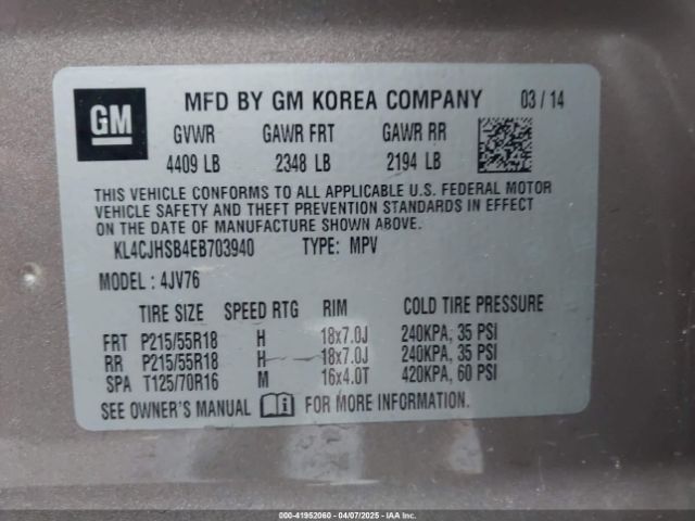 KL4CJHSB4EB703940 Buick Encore Premium