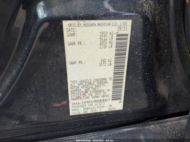 1N4AL3AP8FN908867 Nissan Altima 2.5 S