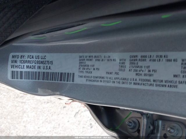 1C6RREFG9SN527515 RAM 1500 Big Horn  4x2 5'7 Box