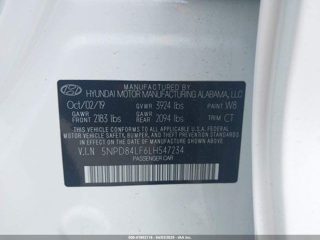 5NPD84LF6LH547234 Hyundai ELANTRA SEL