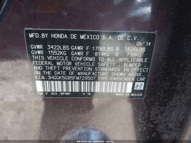3HGGK5G85FM729507 Honda FIT EX