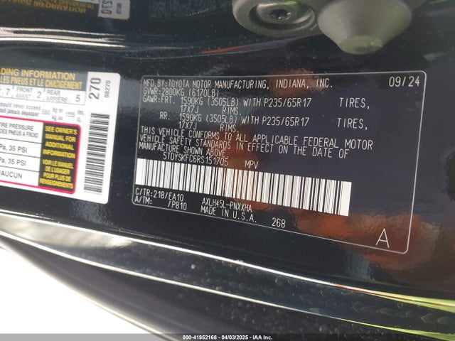 Aukcja sprzedaży 2024 Toyota Sienna Xle, vin: 5TDYSKFC6RS151705, numer aukcji: 41952168