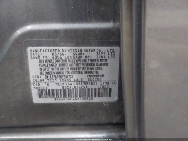 3N1AB7AP6GY334703 Nissan SENTRA S