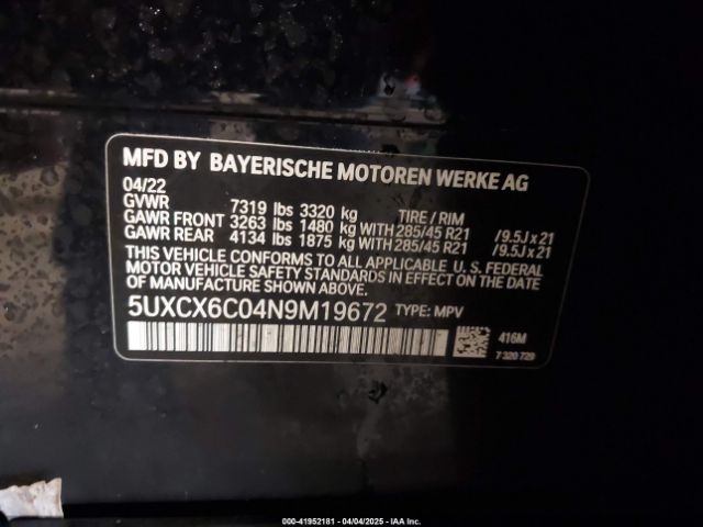 5UXCX6C04N9M19672 BMW X7 M50i
