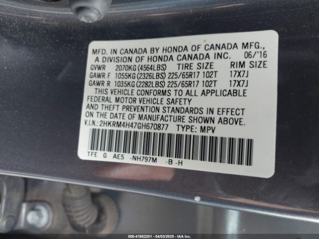 2HKRM4H47GH670877 Honda CR-V SE