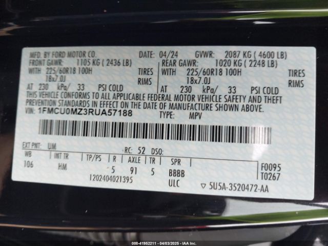 1FMCU0MZ3RUA57188 Ford Escape St-line