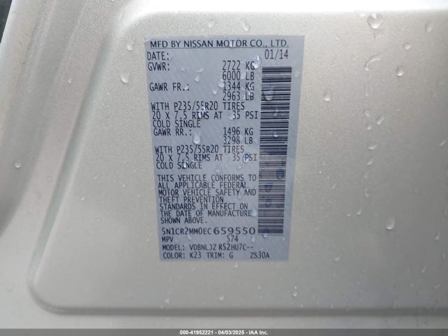 5N1CR2MM0EC659550 Nissan Pathfinder Hybrid Platinum