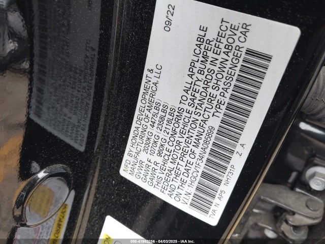 1HGCV1F34NA085899 Honda Accord Sport