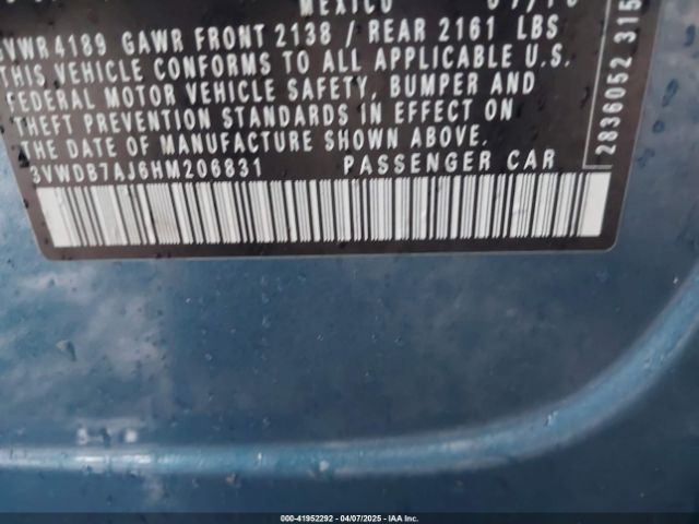 3VWDB7AJ6HM206831 Volkswagen Jetta 1.4t Se