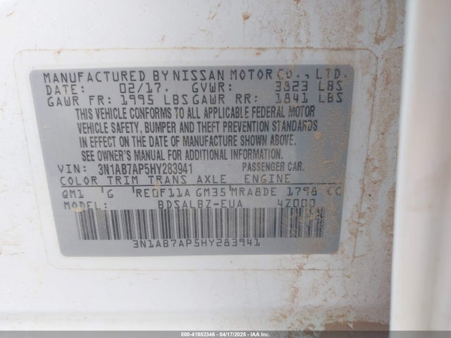 3N1AB7AP5HY283941 Nissan SENTRA S