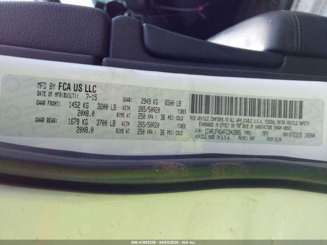 1C4RJFAG4FC942885 Jeep Grand Cherokee Altitude