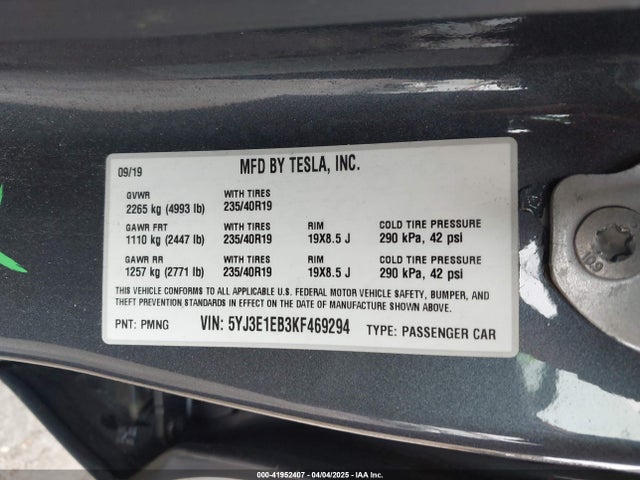 2019 TESLA MODEL 3 5YJ3E1EB3KF469294 Photo 8
