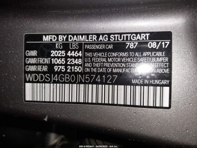 WDDSJ4GB0JN574127 Mercedes-Benz CLA 250 4MATIC