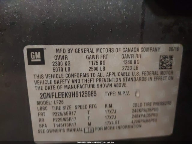 Chevrolet EQUINOX LS 2017 2GNFLEEK9H6125985 Image 9