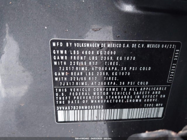 3VVAX7B29NM069962 Volkswagen Taos 1.5t S
