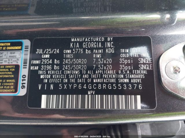 5XYP64GC8RG553376 KIA Telluride S