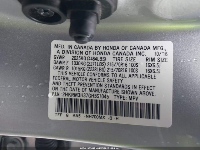 2HKRM3H37GH561045 Honda CR-V LX