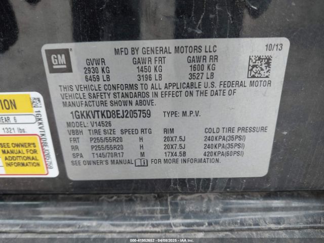 1GKKVTKD8EJ205759 GMC Acadia Denali