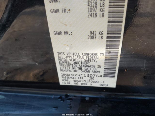 1N4BL4CV3KC130764 Nissan Altima 2.5 Sr