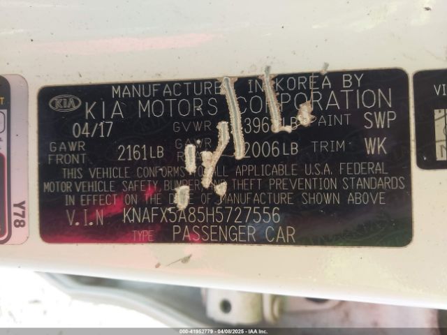 KNAFX5A85H5727556 KIA FORTE EX