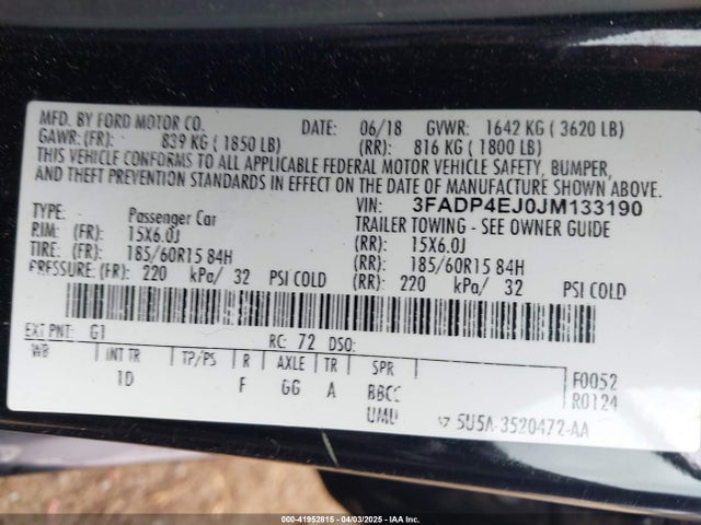 Ford FIESTA SE 2018 3FADP4EJ0JM133190 Image 9