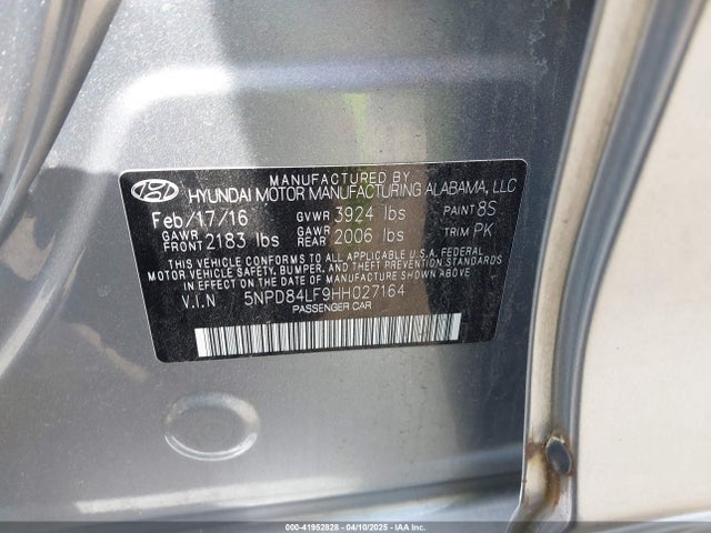 5NPD84LF9HH027164 Hyundai ELANTRA SE