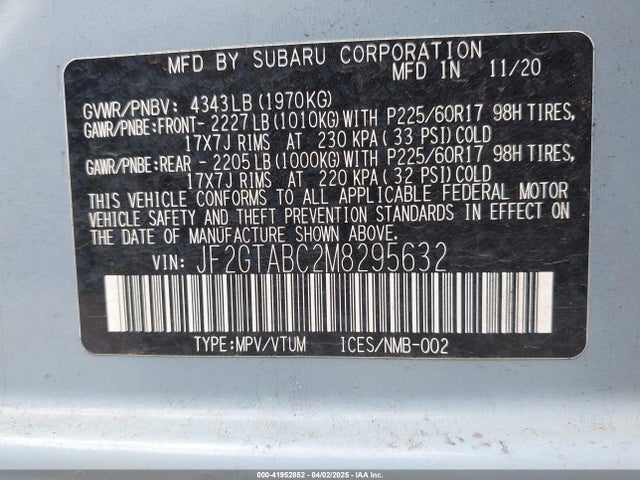 JF2GTABC2M8295632 Subaru Crosstrek