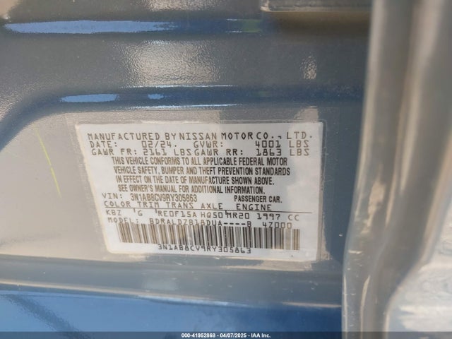 3N1AB8CV9RY305863 Nissan Sentra Sv Xtronic Cvt