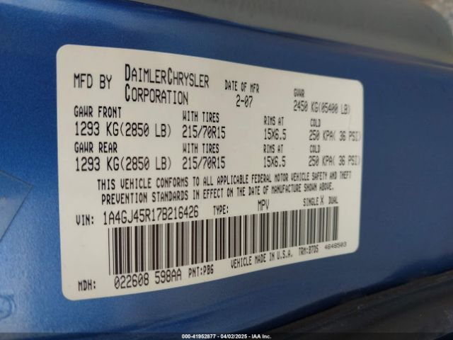 2007 CHRYSLER TOWN & COUNTRY 1A4GJ45R17B216426 Photo 8