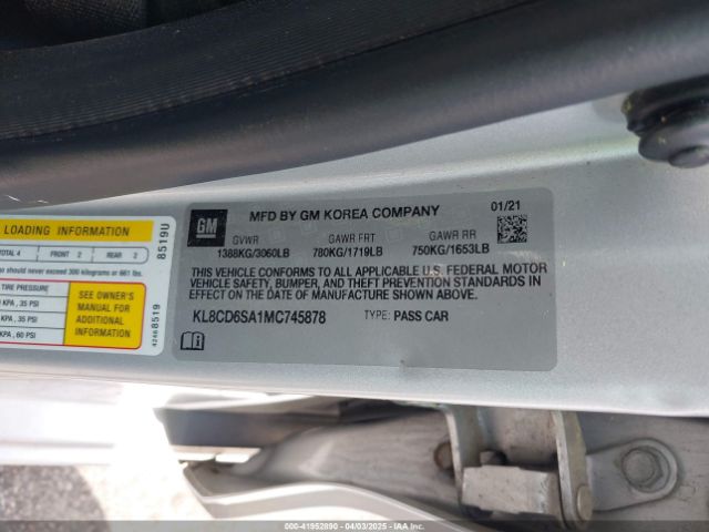 KL8CD6SA1MC745878 Chevrolet Spark Fwd 1lt Automatic