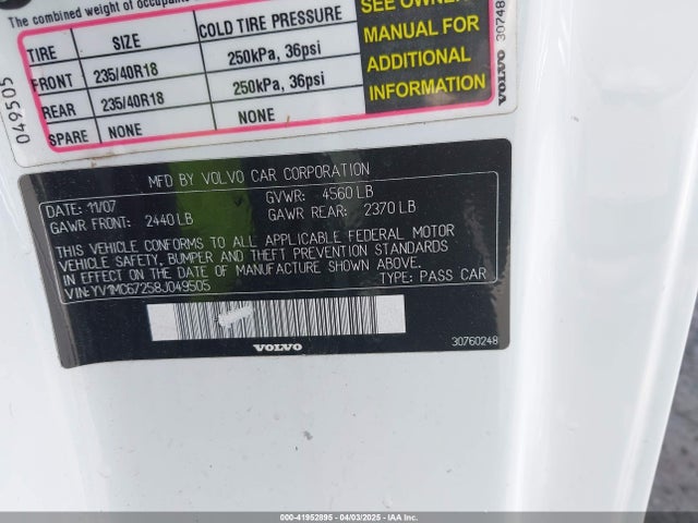 Продаж на аукціоні авто 2008 Volvo C70 T5, vin: YV1MC67258J049505, номер лоту: 41952895
