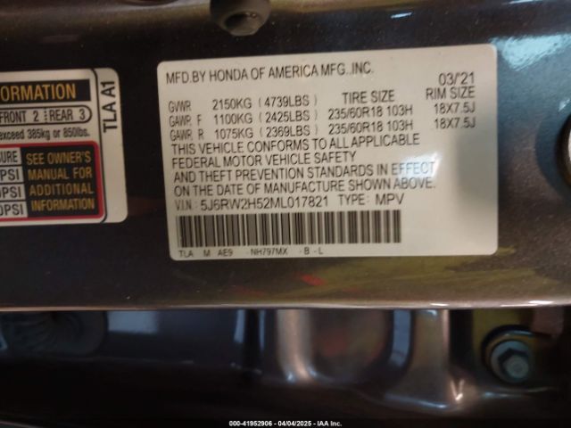 2021 HONDA CR-V 5J6RW2H52ML017821 Photo 8