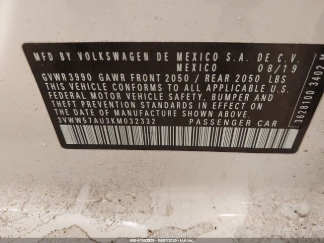 3VWW57AU3KM032332 Volkswagen Golf 1.4t S/1.4t Se