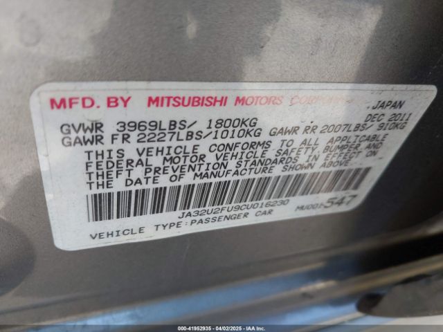 2012 MITSUBISHI LANCER JA32U2FU9CU016230 Photo 8